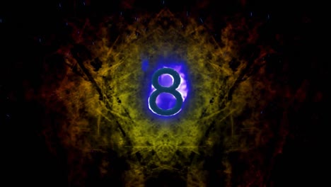 Animation-of-8-text-in-burning-flames-over-dark-background