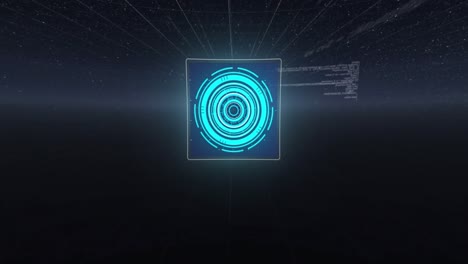Animation-of-6g-text,-data-processing-and-scope-on-screens-over-dark-blue-background